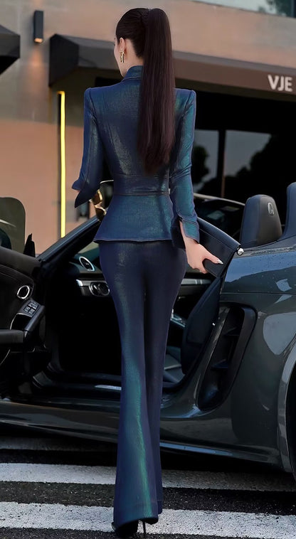 VJE Women's Top High-Waisted Micro Flared Pants Two-Piece Set - DAE.