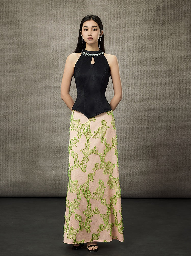 HECO Silk Texture High-Waist Straight Skirt - VIOLET.