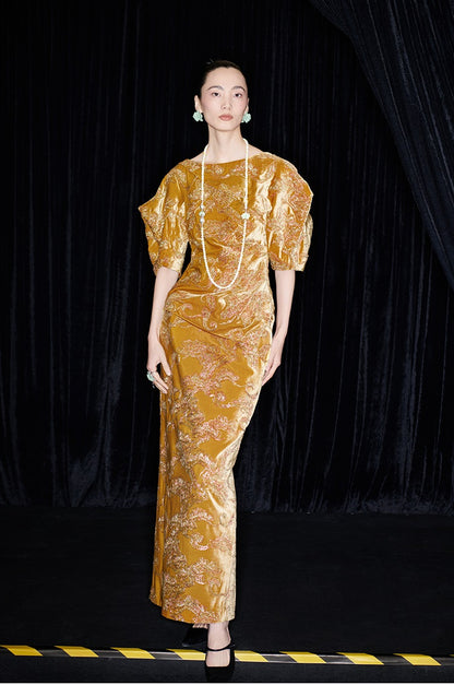 M essential Mackay designer Juyi velvet stand-up irregular silhouette top - TINA .