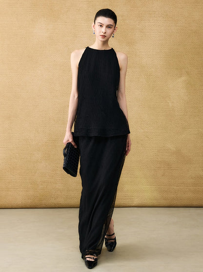 HECO Chinese style wrinkle elastic age-reducing temperament Skirt- ELLA.