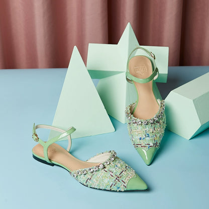 B-FEI hand-spliced pointed flat sandals shoes. JOSH.