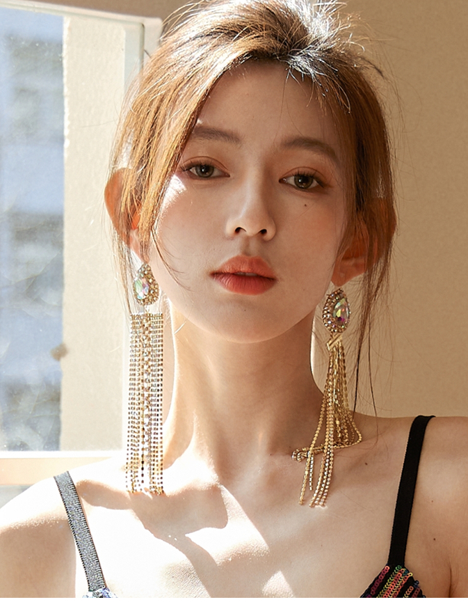 DOLLY Elegant Rhinestone Diamond Tassel Chic Earrings-ABIGAIL