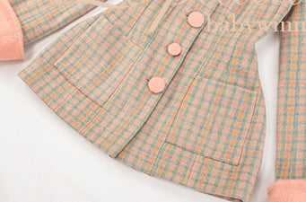 Le Palais Vintage High End Long Sleeves Slim Jacket Bow Tweed Slit Dinner Suit Dress-Carey