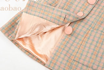 Le Palais Vintage High End Long Sleeves Slim Jacket Bow Tweed Slit Dinner Suit Dress-Carey