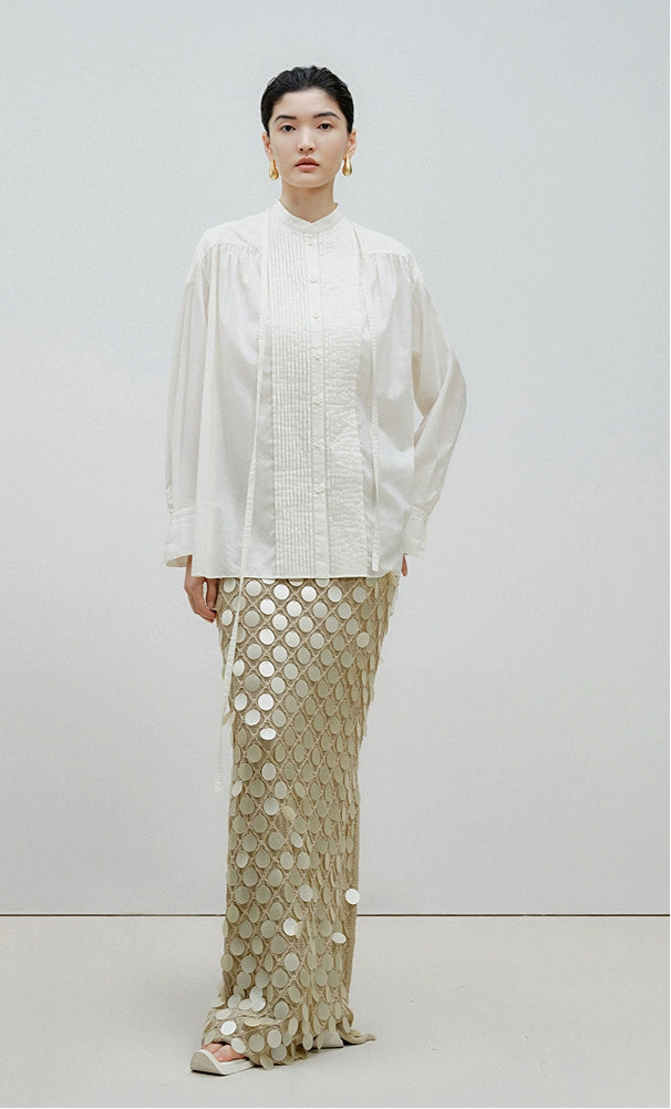ZHUCHONGYUN handmade sequential embroidery long knitted skirt-ICHIGO.