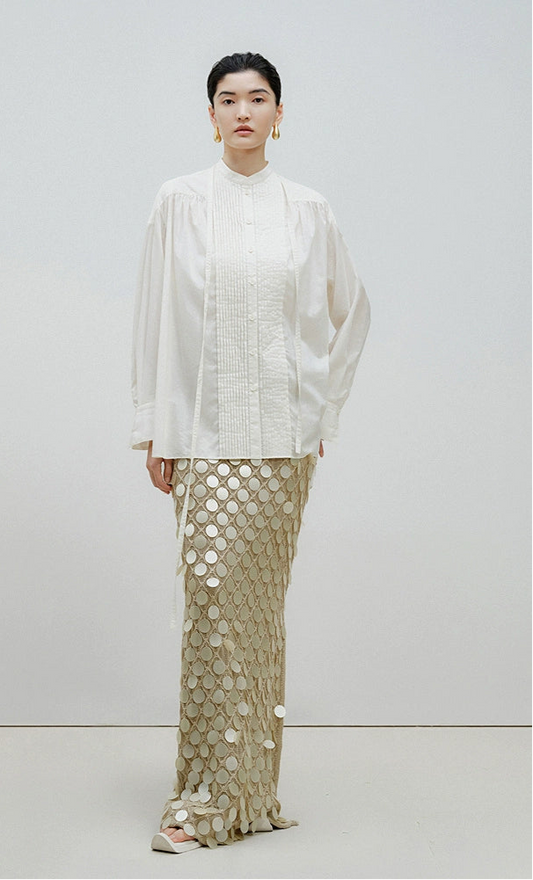 ZHUCHONGYUN handmade sequential embroidery long knitted skirt-ICHIGO.