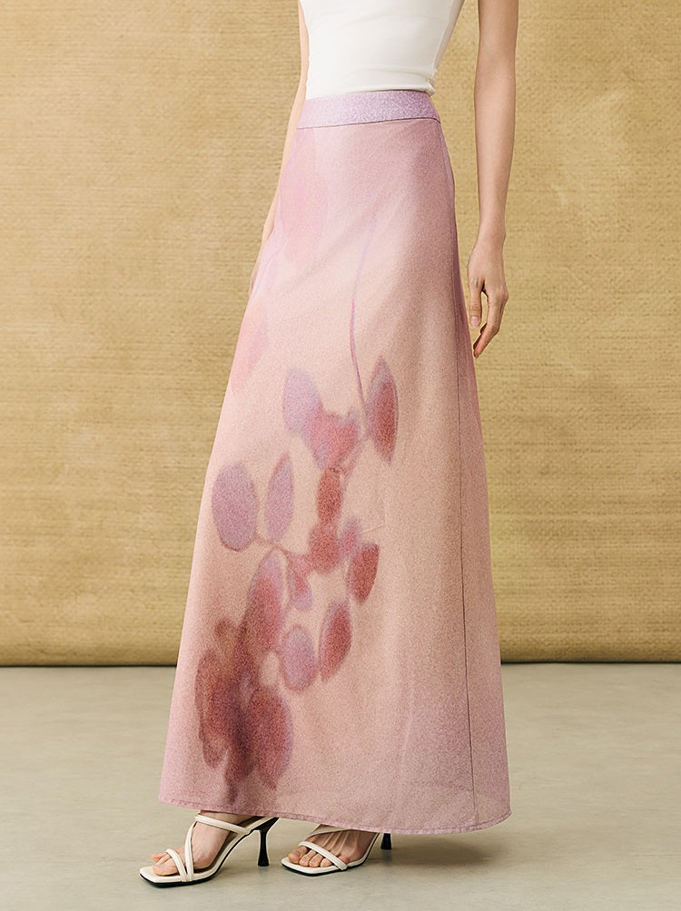 HECO Chinese gradient floral flowing temperament skirt - SWAED.