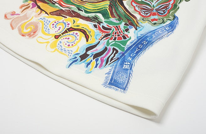 ZHUCHONGYUN White Loose Shoulder Short Sleeve T-Shirt--TSUYU.