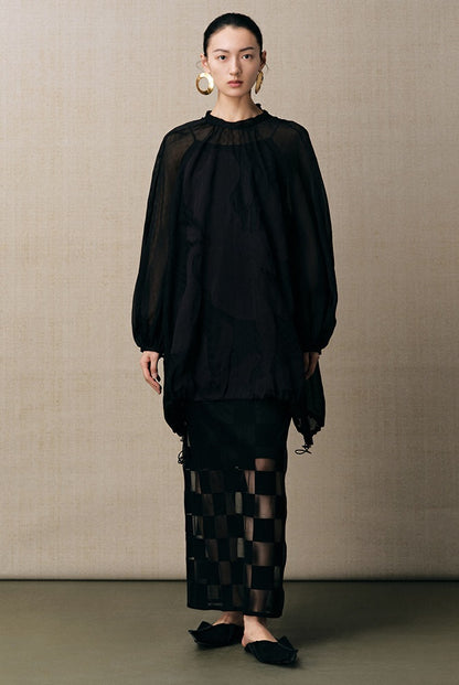 ZHUCHONGYUN summer new black spliced straight skirt--NAMIKAJE.