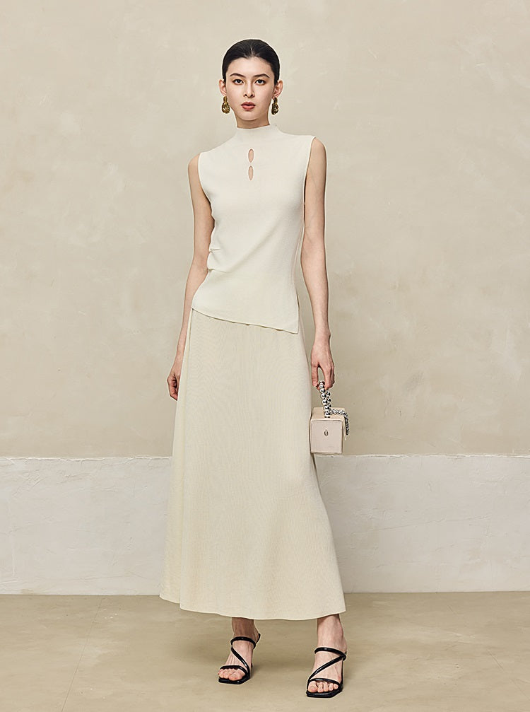 HECO High-waisted Draped Maxi Tencel Knitted Skirt - THERE.