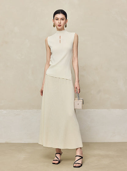 HECO High-waisted Draped Maxi Tencel Knitted Skirt - THERE.