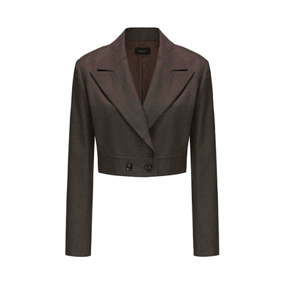 ATELIER MISS LU Button-down Hem Straight Wool Cropped Suit - JECOR.