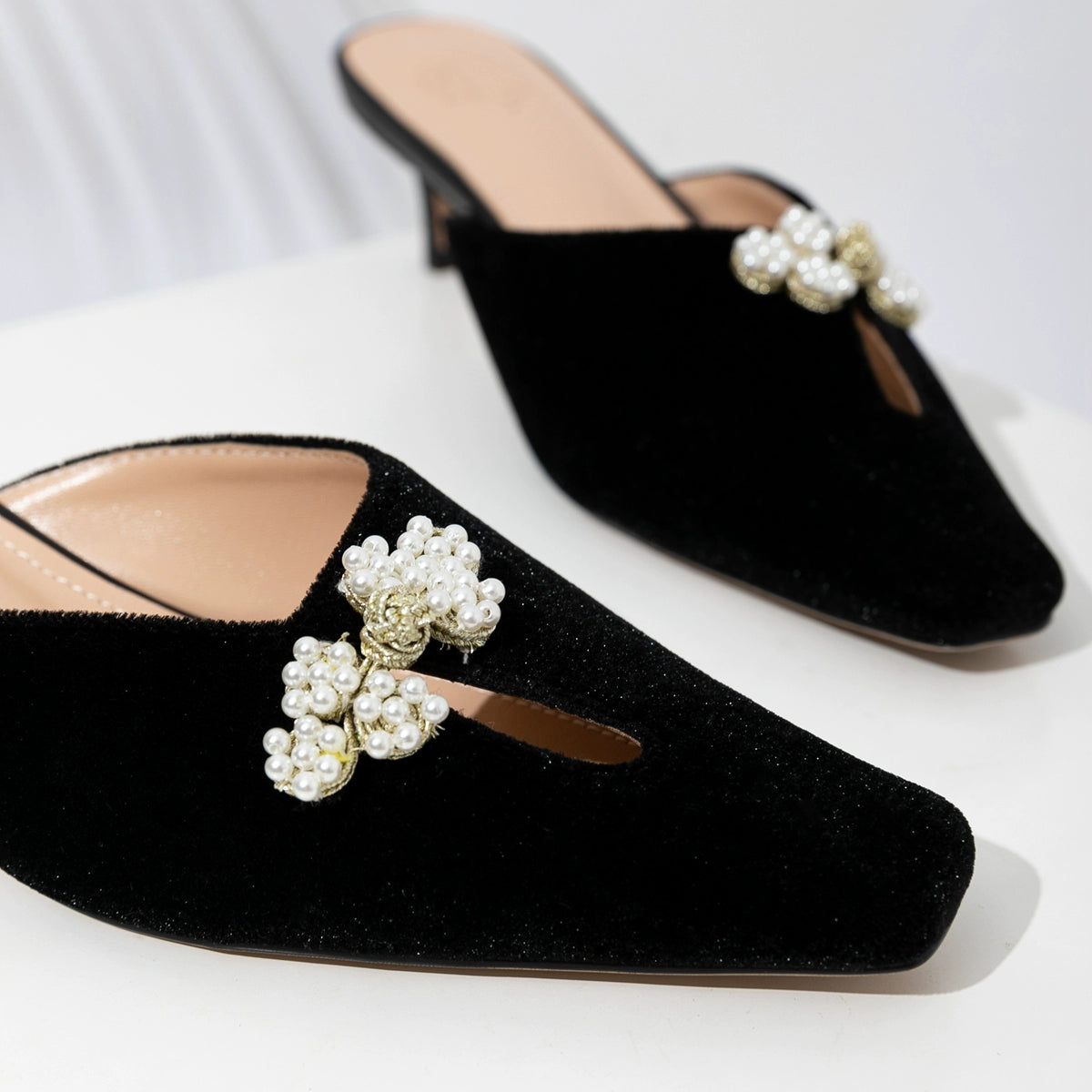 B-FEI black square toe kitten heeled Chinese shoes-OILU.