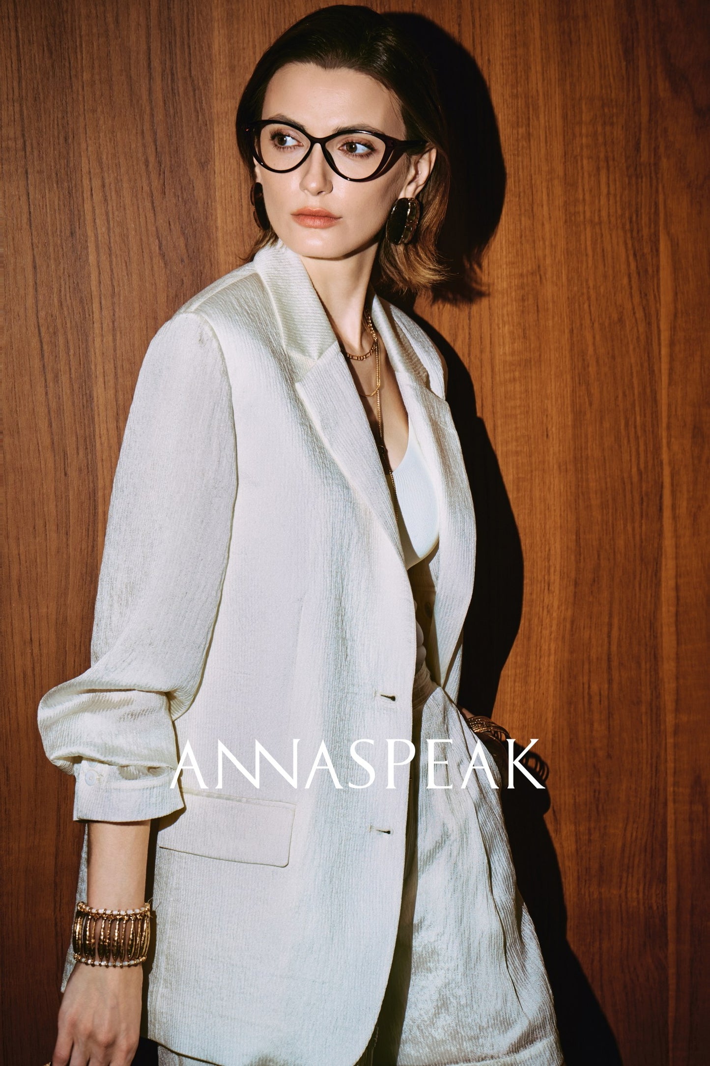 ANNASPEAK pearl gloss texture suit drawstring shorts-GRANS.