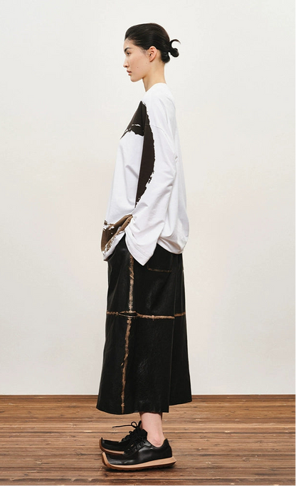 ZHUCHONGYUN  Print Loose Dropped Shoulder Long Sleeve Top-KOUSEI.