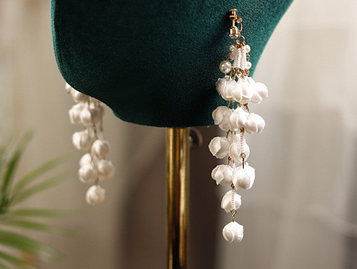 DOLLY Luxury Palace Style Flower Bud Tassel Chic Earrings-DALAL