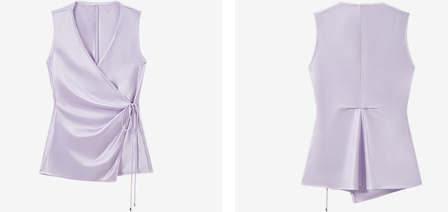 COMME MOI  purple V-neck lace double-sided satin vest top - SOFIA.