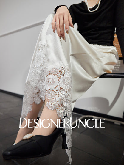 DGU new light luxury lace splicing embroidery niche slimming design elegant temperament - FLOW ?.