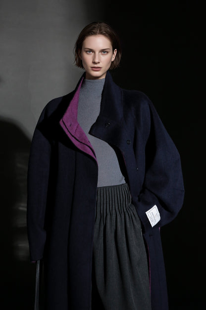 PIAOIN Women's Tweed Jacket Cashmere Long Coat-DAWN