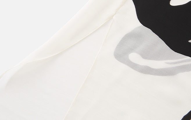 ZHUCHONGYUN Summer Ink Dot Floral Straight Sleeveless Dress--SAKI.