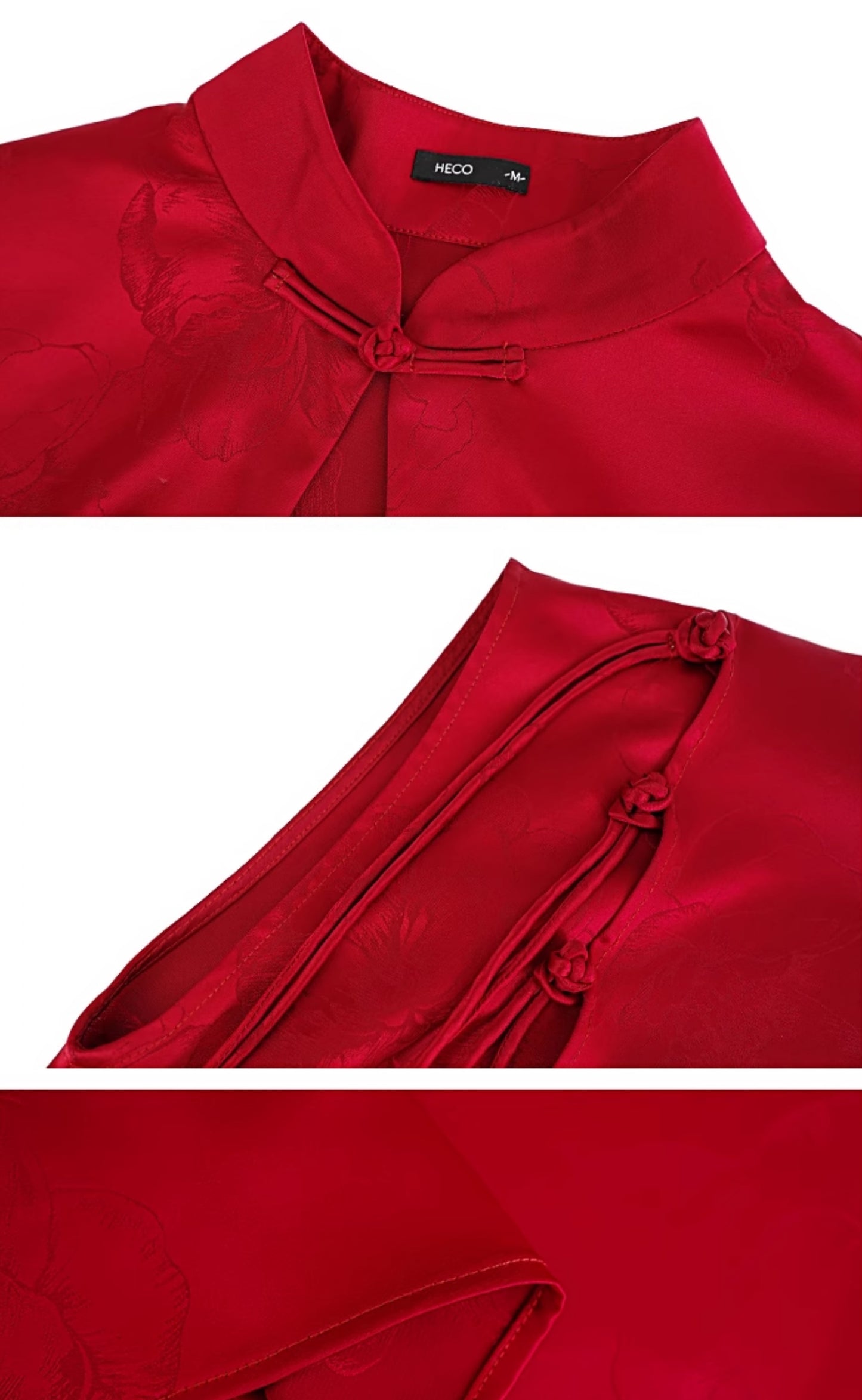 HECO Chinese Peony Buckle Short Sleeve Acetate Tassel Top - TEACH .