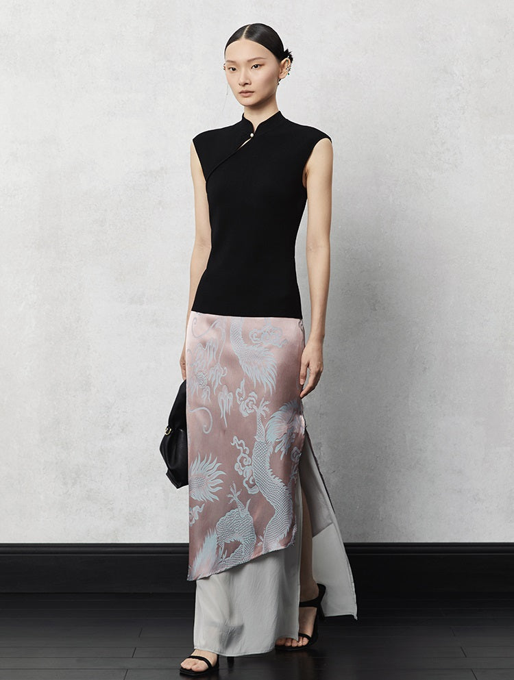 HECO acetate tulle high waisted cascading long skirt summer - lion.