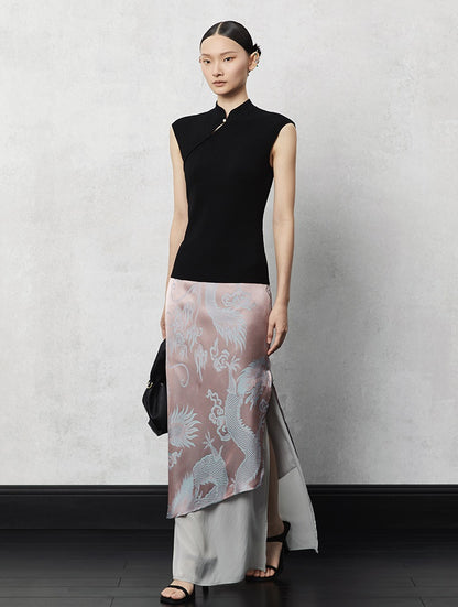 HECO acetate tulle high waisted cascading long skirt summer - lion.