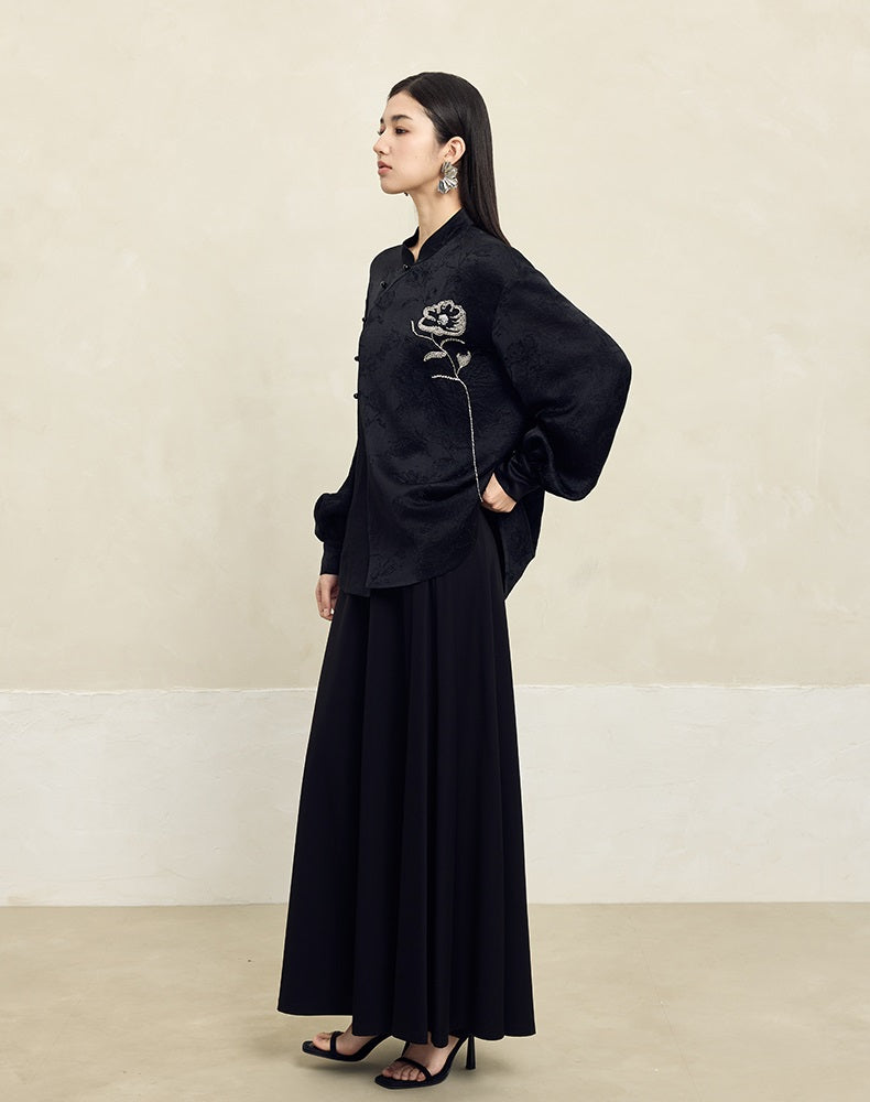 HECO Vinegar Peony Handmade Beaded Embroidered Tops Women - MERCY.