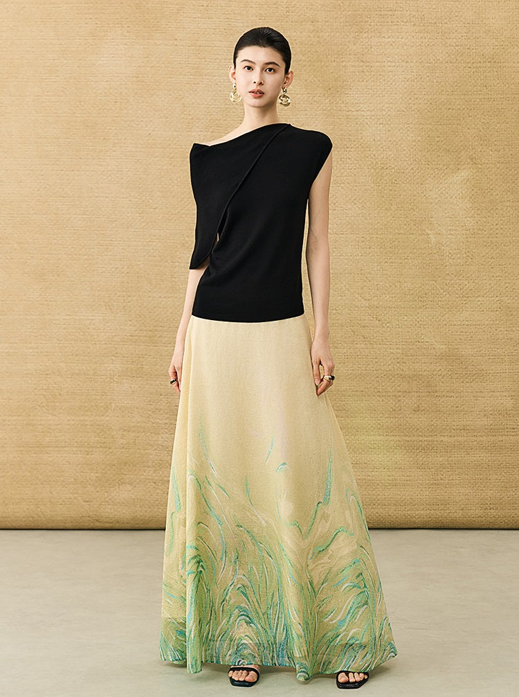 HECO Chinese Style Gradient Print Summer Temperament Charm Skirt - ZADE.