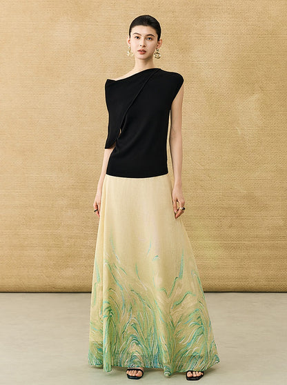 HECO Chinese Style Gradient Print Summer Temperament Charm Skirt - ZADE.