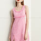 Fall Autumn light luxury bubblegum pink short sleeveless dress - Cien