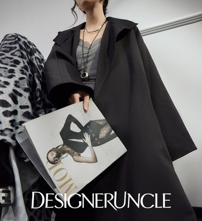 DGU|Matte Gray Trench Coat Satin Fashion High-end Loose Slimming Mid-Length Jacket - Antonia.