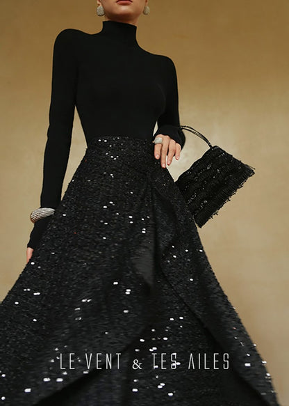 LE VENT&TES AILES Galaxy Luxury Weaving Feminine Sequin Tweed Skirt-ZOYA