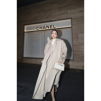 MEI SANGUAN khaki design loose trench long coat - ARAGON
