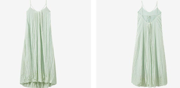 COMME MOI  crinkled lace-up bud midi sleeveless slip dress - PETER.