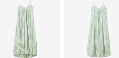 COMME MOI  crinkled lace-up bud midi sleeveless slip dress - PETER.