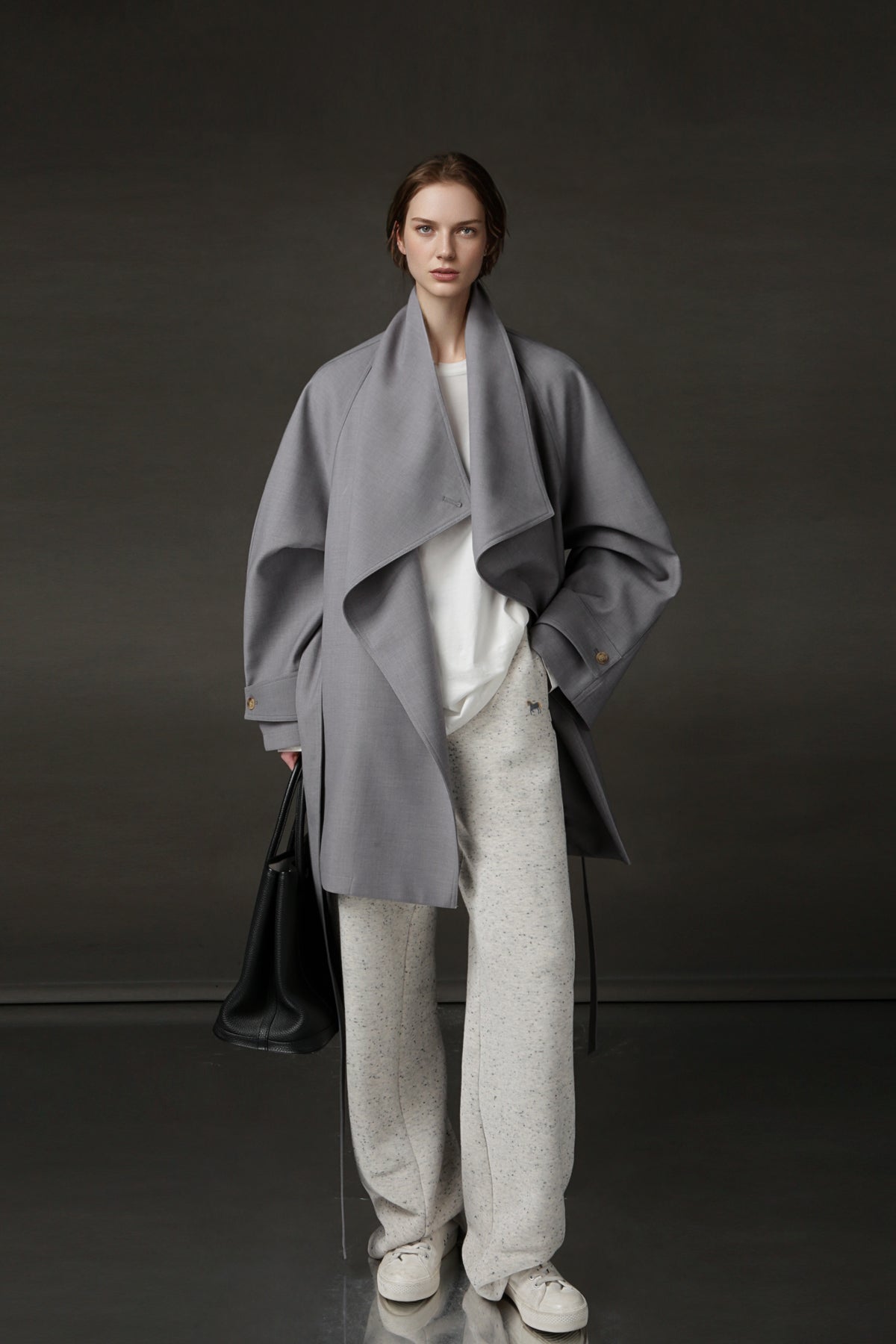 PIAOIN Silhouette design short windbreaker women's luxury jacket commuter-JEAN