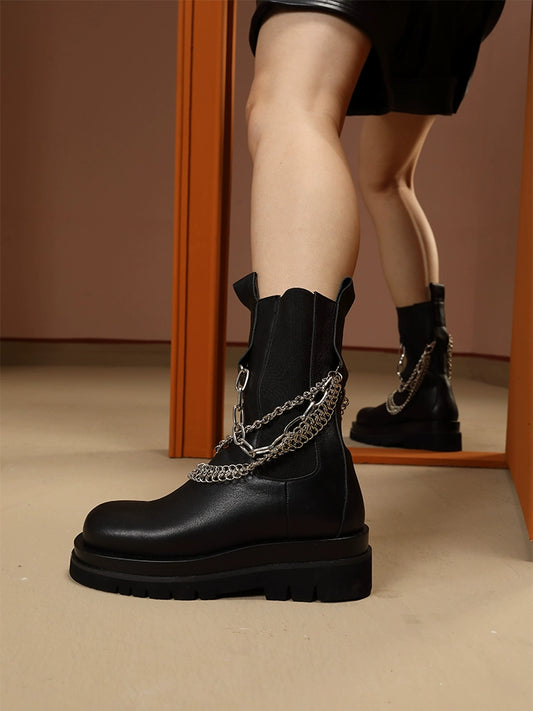 B-FEI Short Black Platform Boots-NYM.