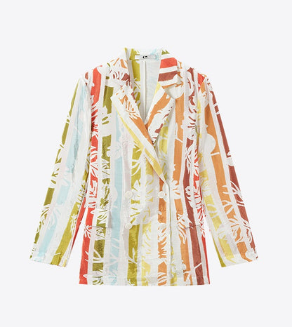COMME MOI  summer casual color stripe print suit - EVELYN.