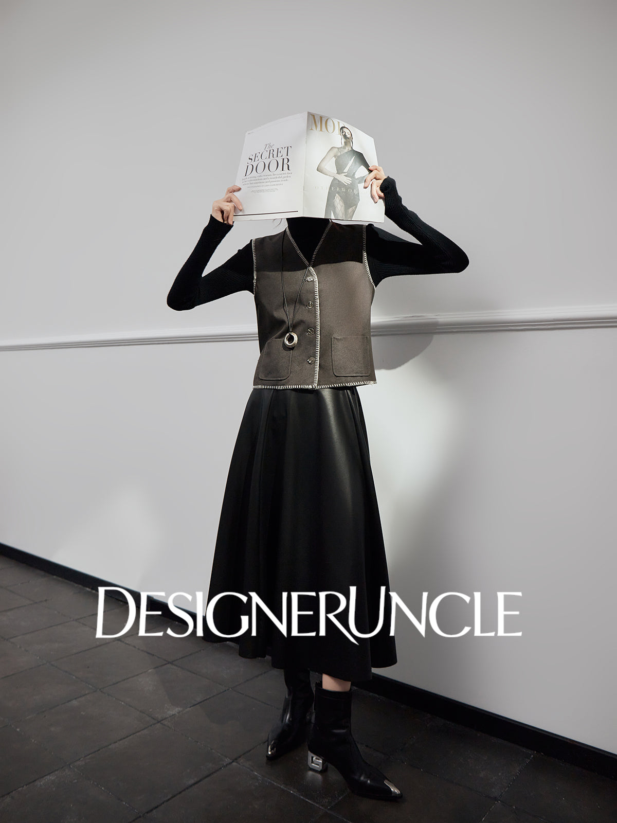 DGU|Leather Vest Light Luxury Commuting Loose and Versatile Design Shoulder Top - Stephan.