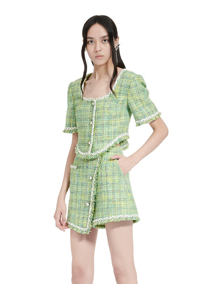 YES BY YESIR | Truncated Wide Tweed Cropped Jacket - MILISSA.