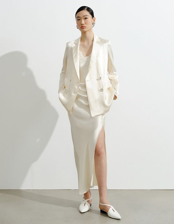 COMME MOI  Summer Acetate Slim Fit Slip Dress - GOLDEN.