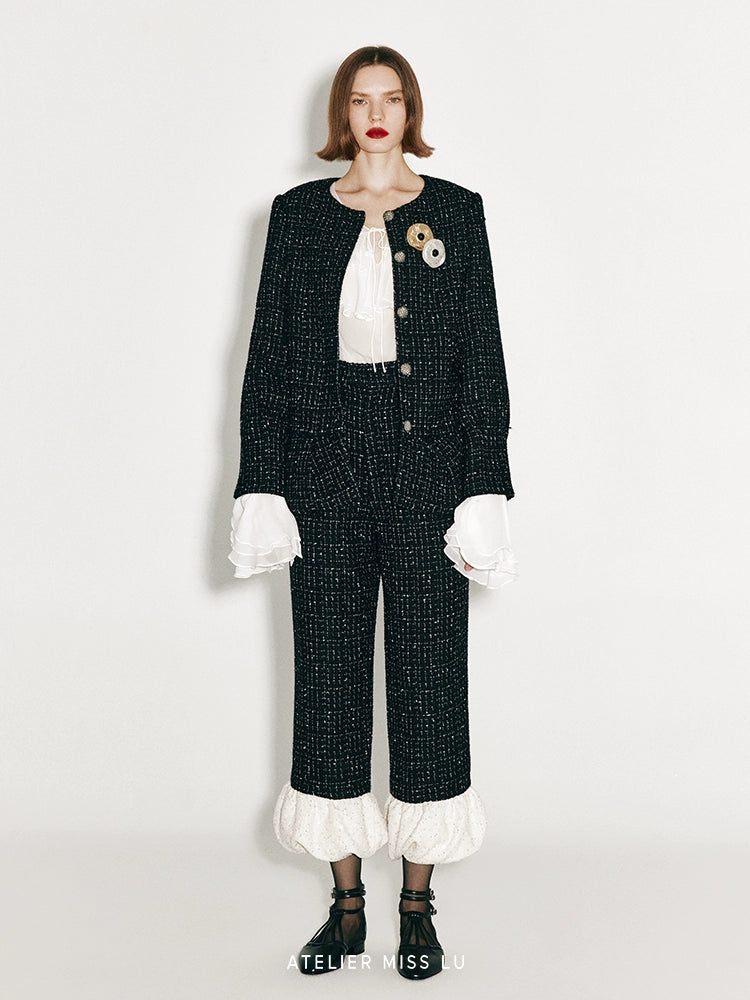 ATELIER MISS LU autumn three-dimensional bud hem tweed coat - LUCINDA