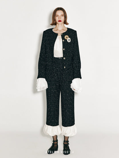 ATELIER MISS LU autumn three-dimensional bud hem tweed coat - LUCINDA