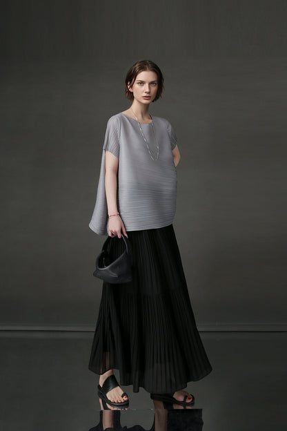 PIAOIN Miyake style simple premium pleated design T-shirt  -CECILLIA