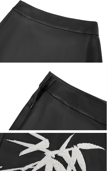 HECO Anti-Wrinkle Acetate black white maxi Skirt Women - where.