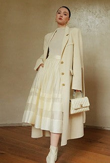 LE VENT&TES AILES French romantic luxury full midi summer skirt -RINA