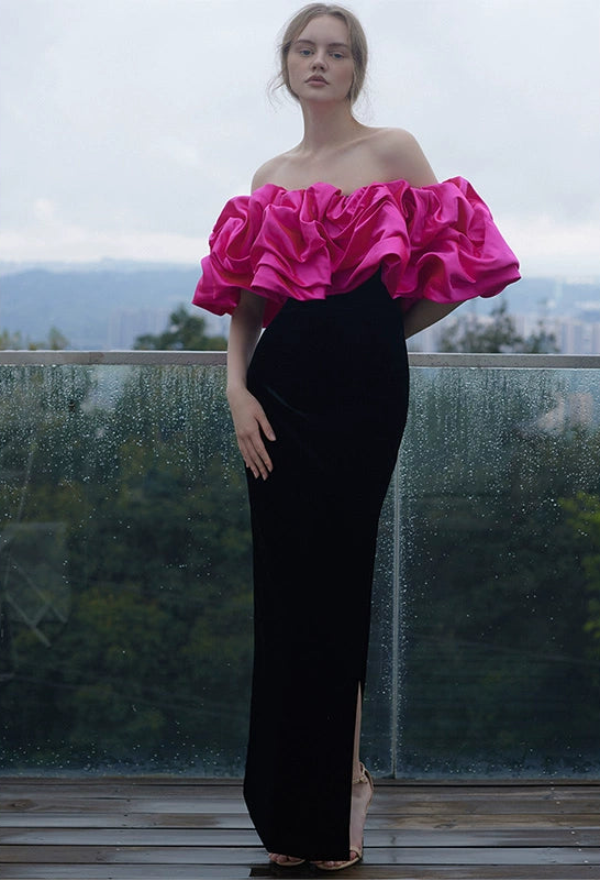 GOUDIN velvet French light luxury party dinner dress -EWA.