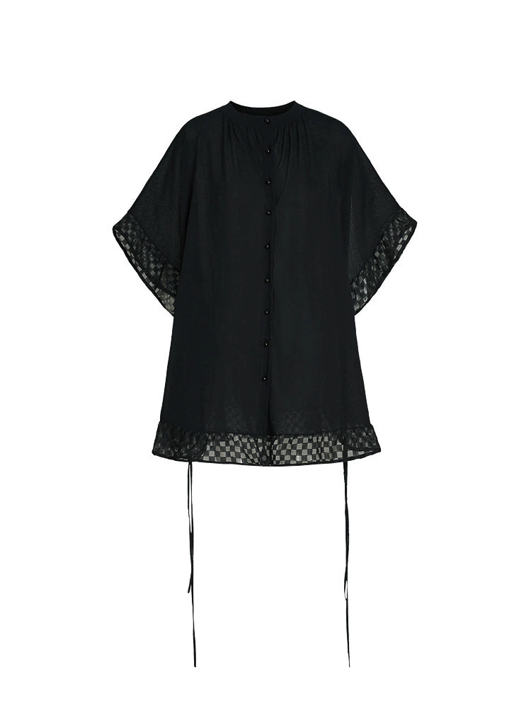 ZHUCHONGYUN summer new black spliced straight skirt--NAMIKAJE.