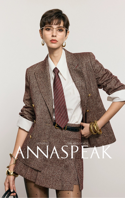 ANNASPEAK ROSSO Red Label  90s Retro Suit Skirt Set-ZEHU.